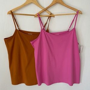 LANE BRYANT 26/28 Lot of 2 Adjustable Strap Classic Cotton Cami’s Pink Brown NEW